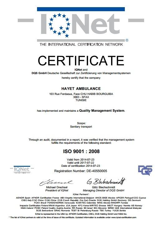 Certificat ISO 9001