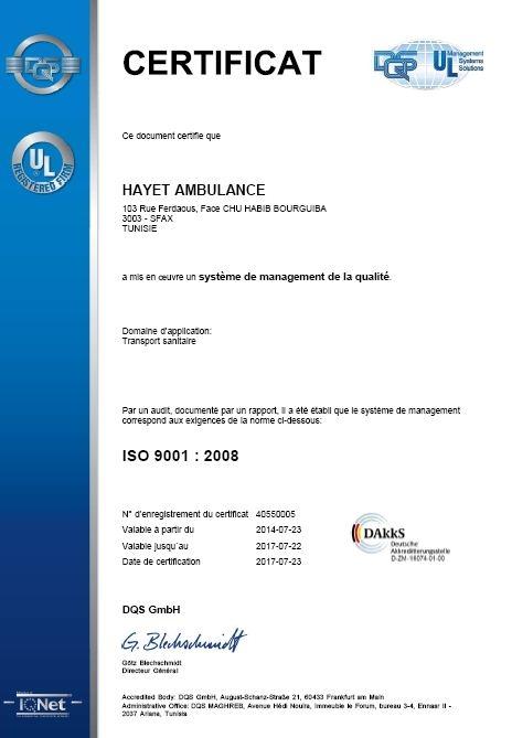 Attestation Conformité ISO